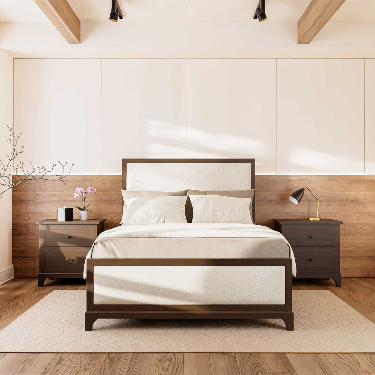 Amish Ridley Park Solid Wood Upholstered Bed