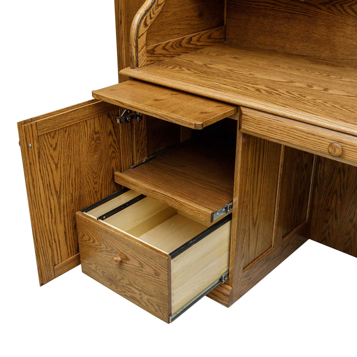 Amish Traditional 70" Wood Roll Top Computer Desk