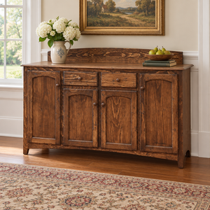 Amish Gallery Dining Sideboard shown in the dining room of a traditional colonial home