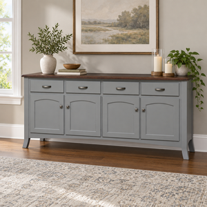 Amish Concord 4-Door Solid Wood Buffet shown in the dining room of a transitional home