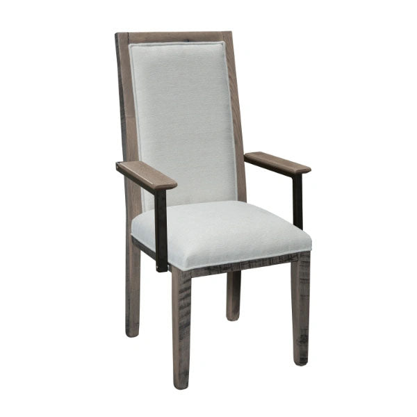 Amish Promontory Upholstered Rustic Barnwood Arm Chair
