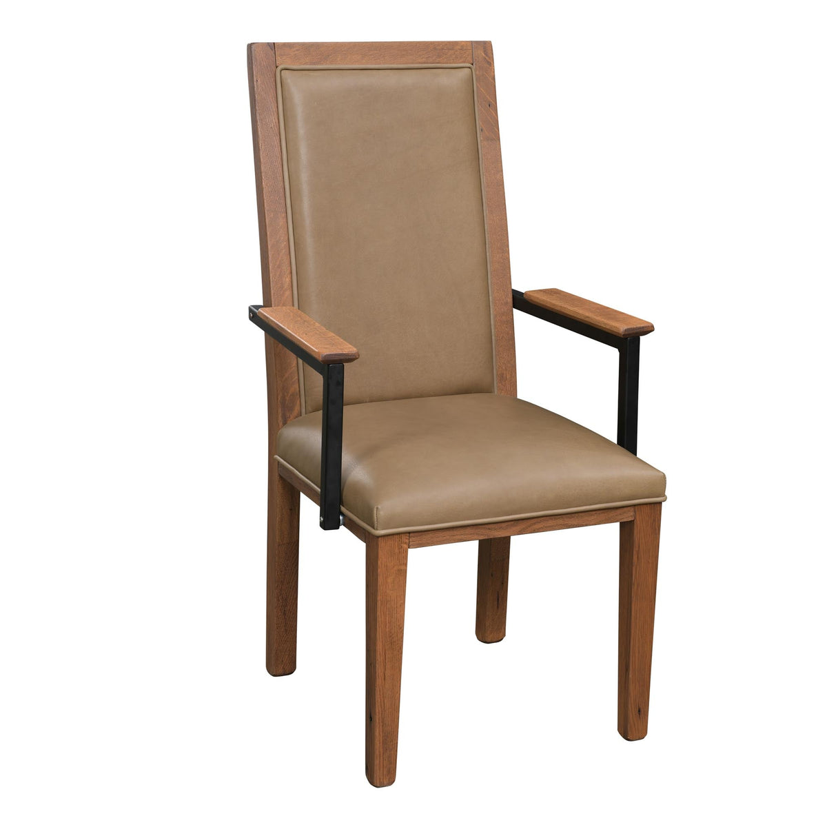 Amish Promontory Upholstered Rustic Barnwood Arm Chair Leather