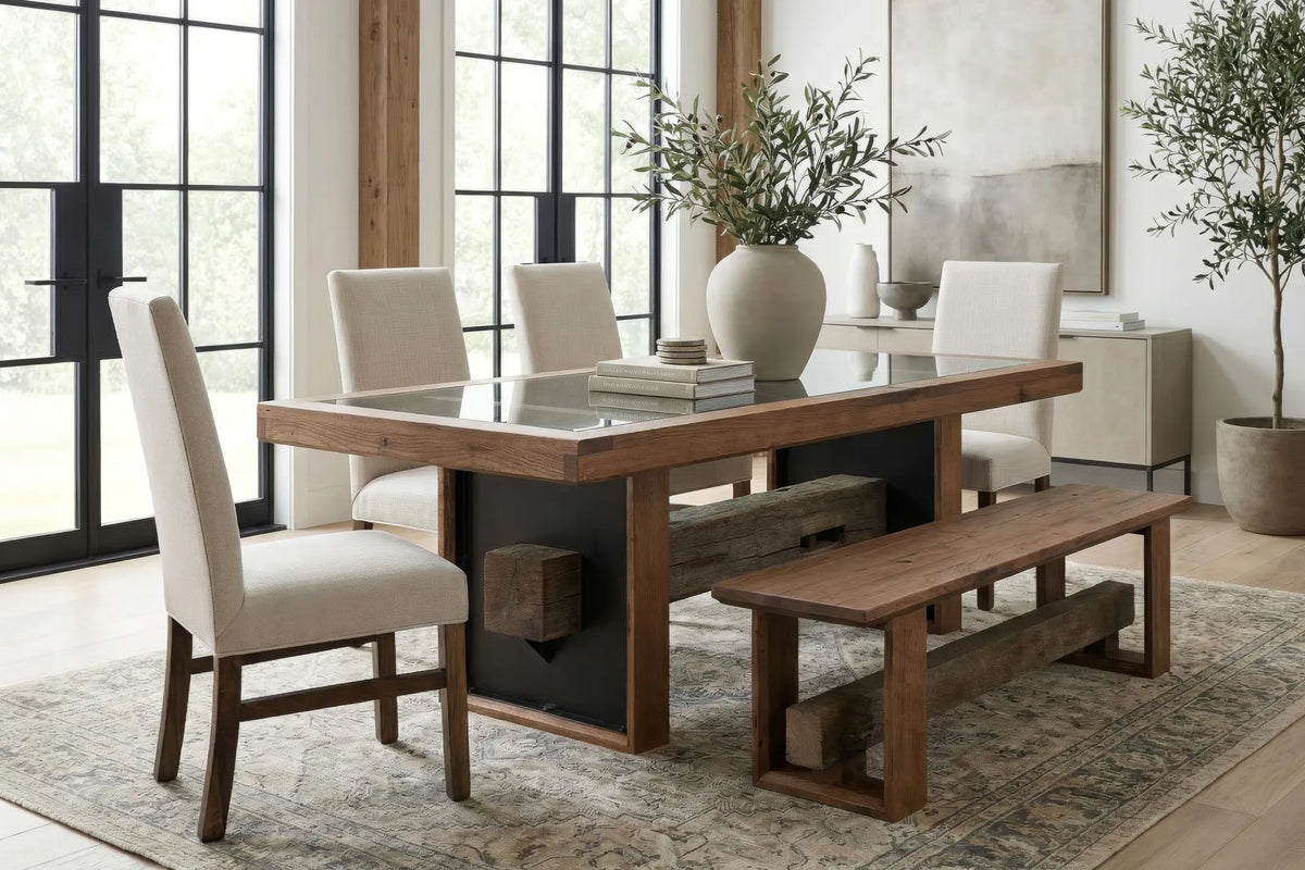 Amish Promontory Rustic Barnwood 8pc Dining Set