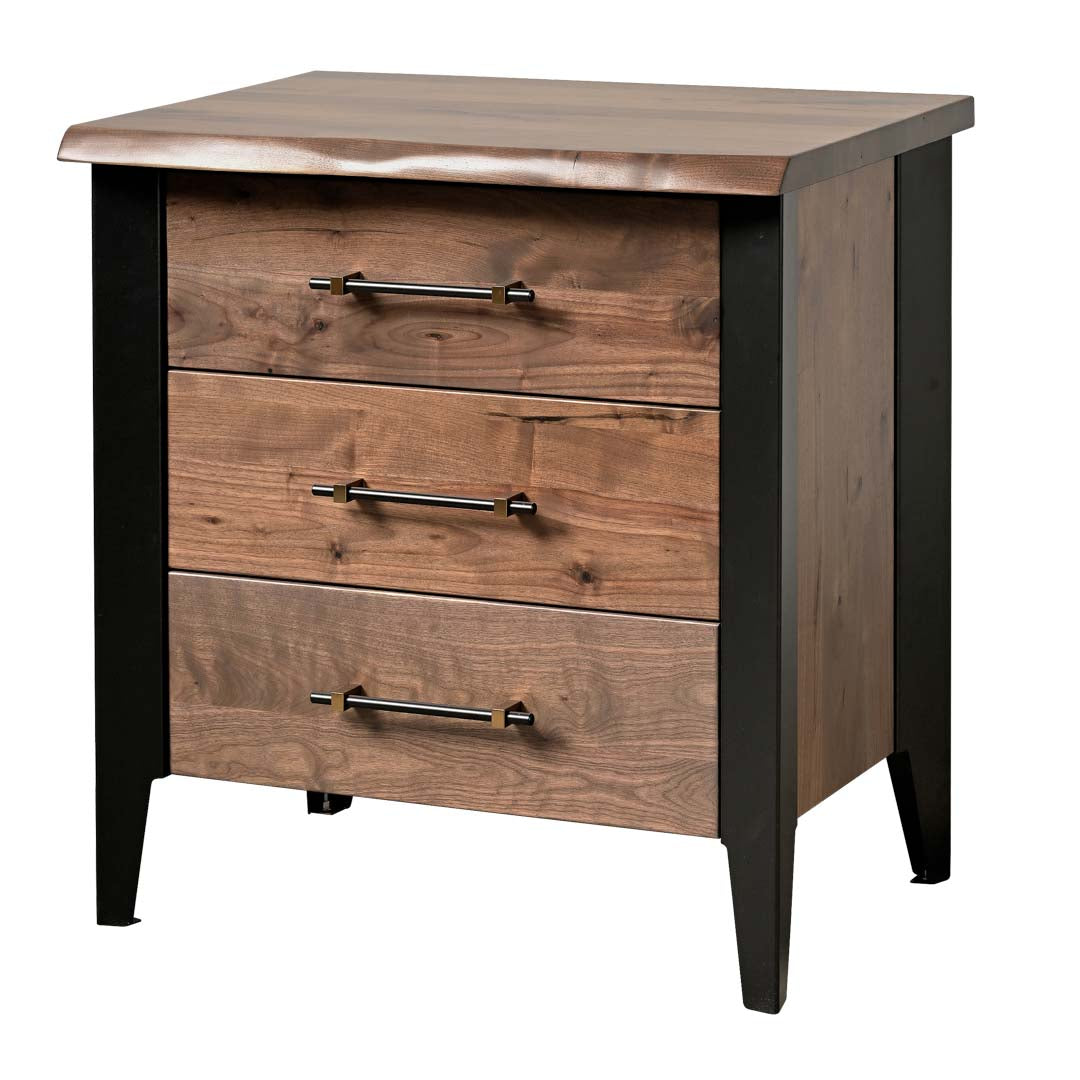 Amish Morningside Rustic Barnwood Nightstand 3 Drawer