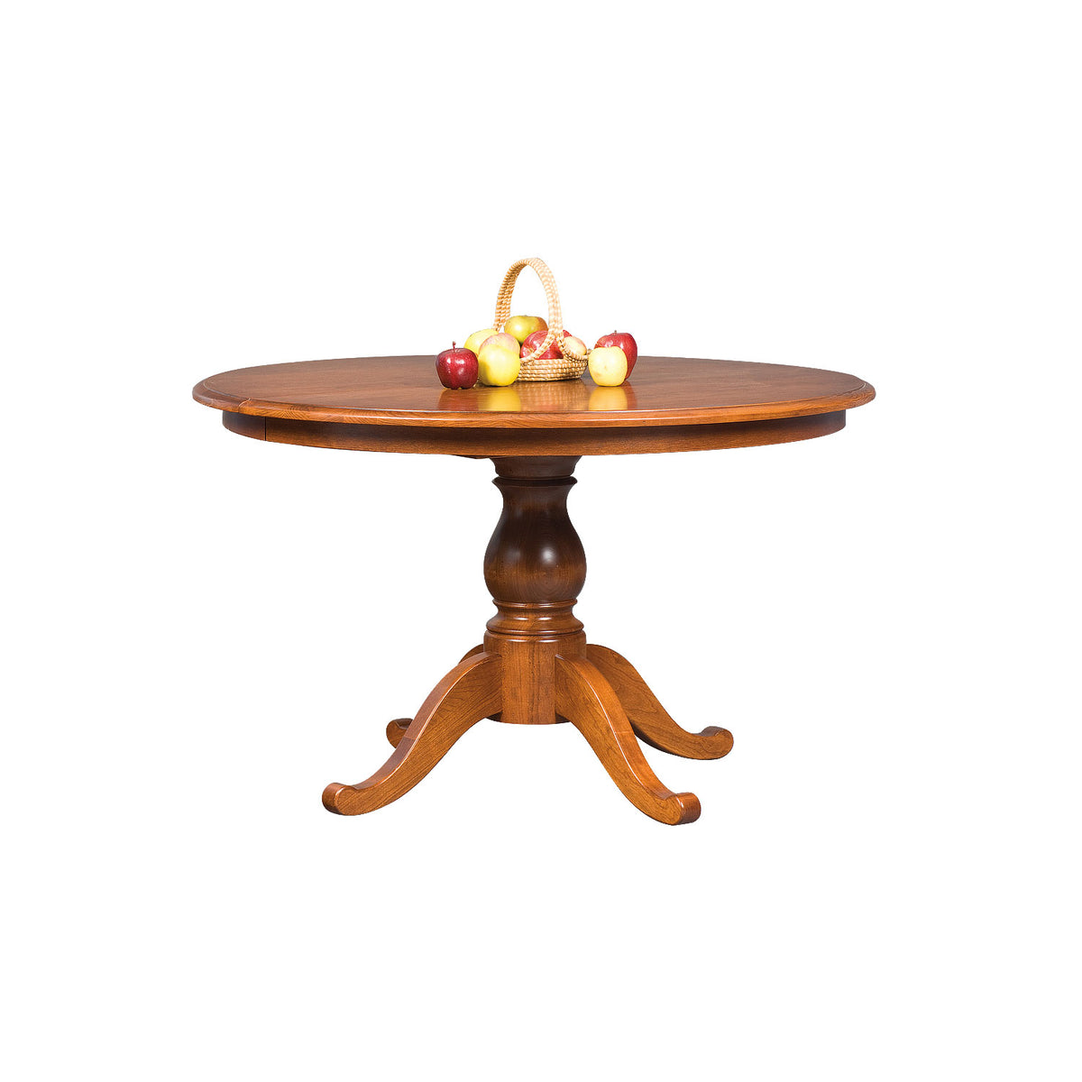 Amish Salem Round Single Pedestal Expandable Dining Table