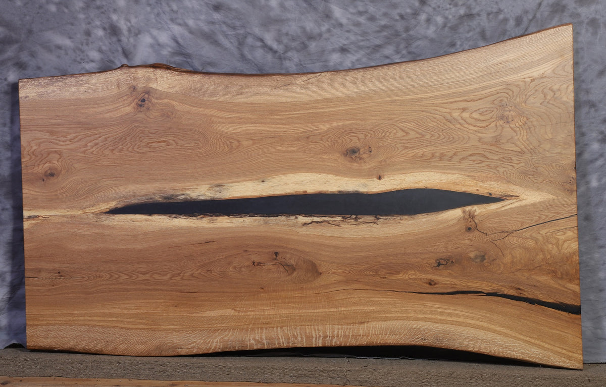 Amish white oak 37" - 46" wide x 75" long x 1 ½" thick Live Edge Slab