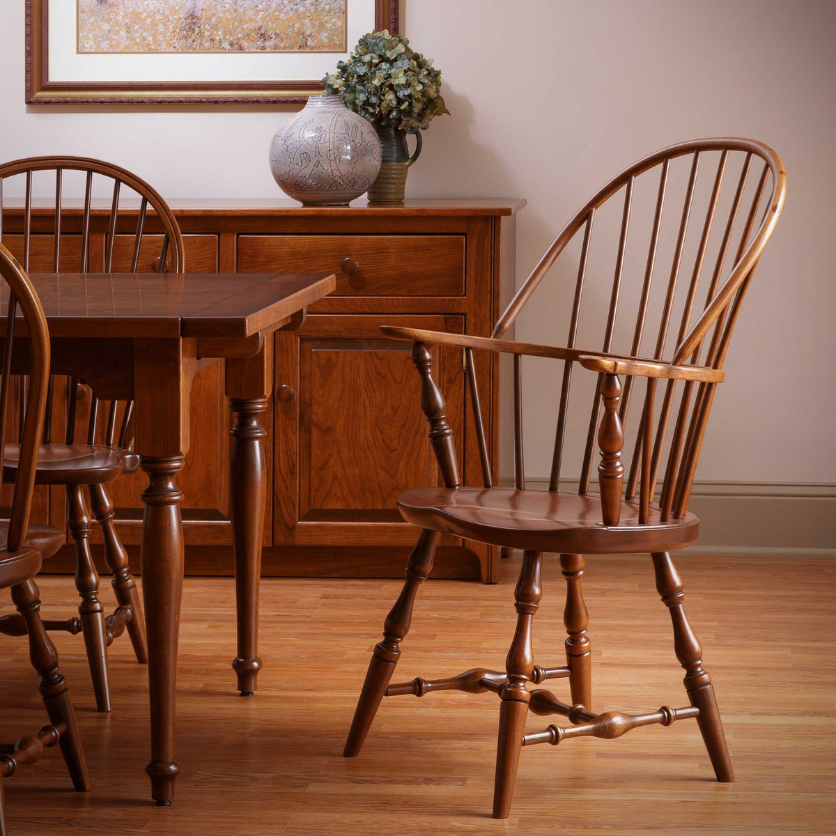 Amish Sack Back Windsor Dining Side or Continuous Arm Chair