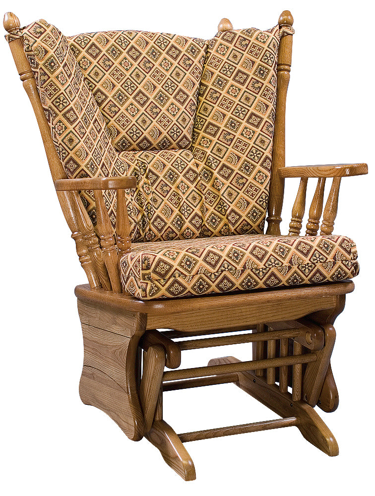 Amish Low Wing Back Cushion Glider Rocker