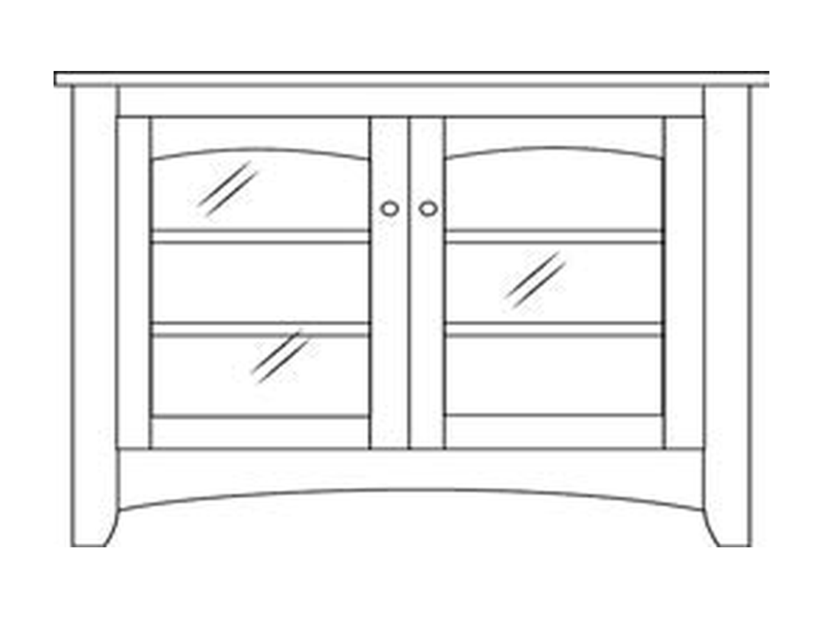 Amish 46" 2-Door TV Stand - Shaker, Mission or Manchester - line drawing