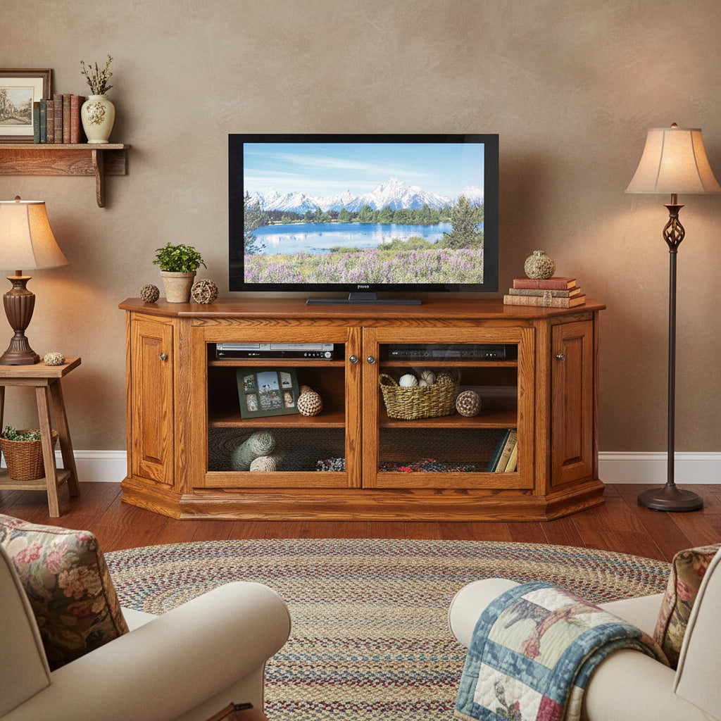 Amish 73" Canted Front 4 Door TV Console