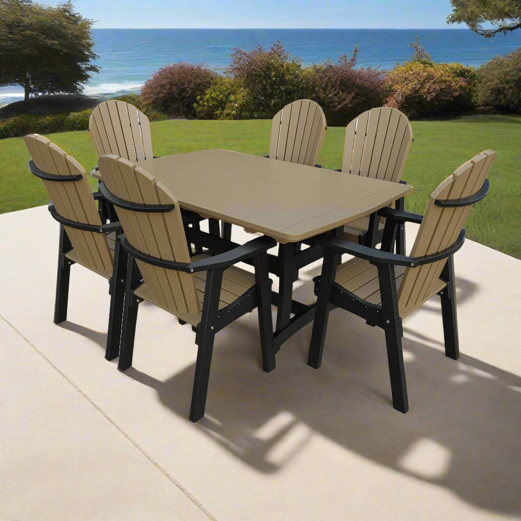 Amish Adirondack 7pc Patio Dining Table & Chair Set - Quick Ship