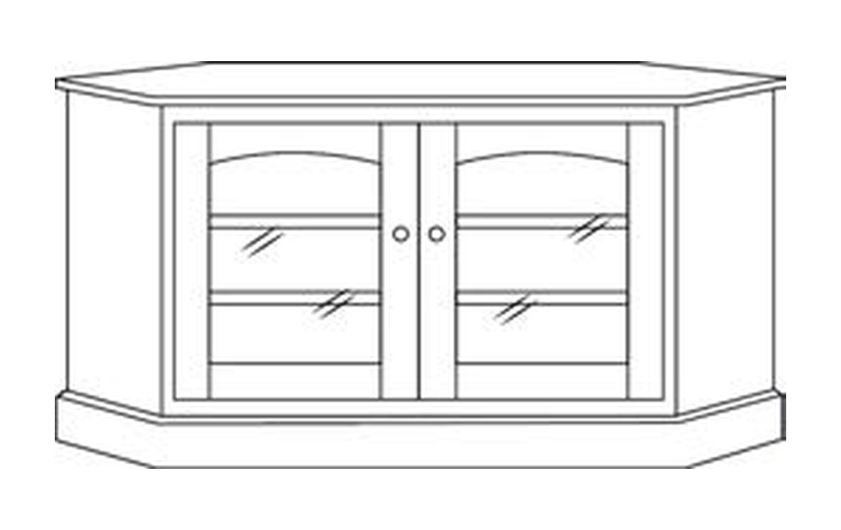 Amish 37" Corner TV Stand - Shaker, Mission or Manchester - line drawing