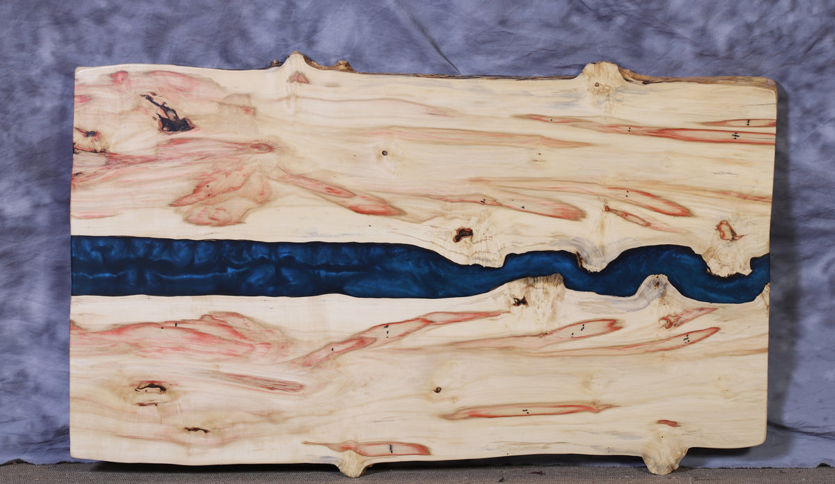 River Live Edge Slab box elder 25" - 31" wide x 49" long x 1 ½" thick for Rectangular Coffee Table