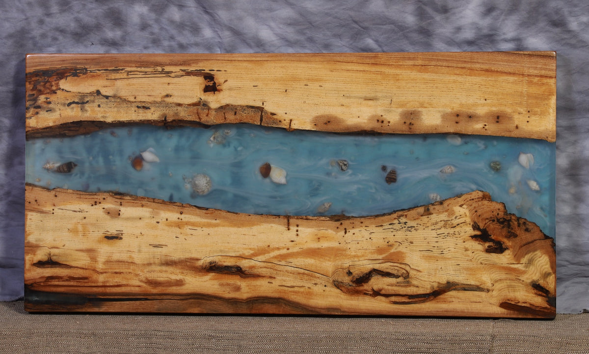 Live Edge Slab hickory river shell 21" x 42" x 2" thick for Rectangular Coffee Table