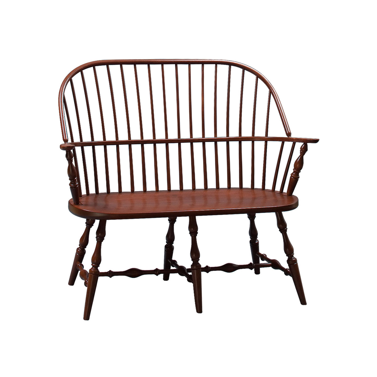 Amish Classic Windsor Solid Wood Spindle Bench with Arms