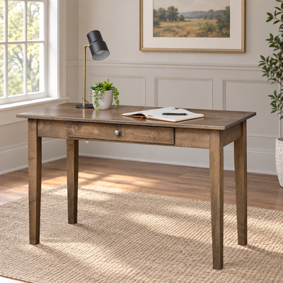 Amish Craftsman Shaker Writing Desk shown in the home office of a transitional home