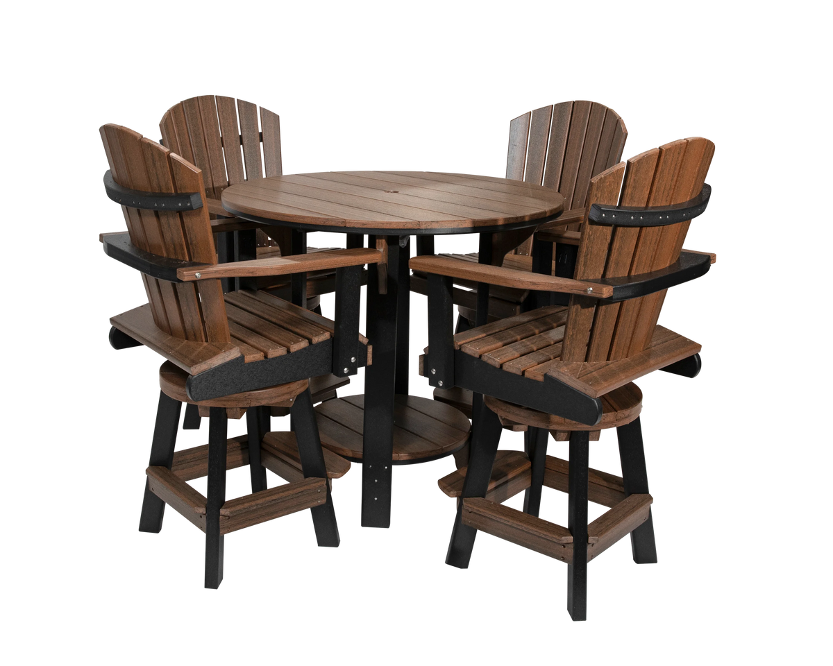 Amish Poly 42" Round Swivel Adirondack Bar Height Patio Table & Chair Set for 4 - Quick Ship