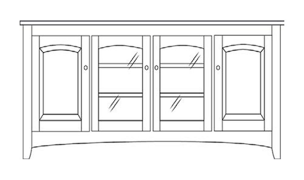 Amish 76" 4-Door TV Stand - Shaker, Mission or Manchester - line drawing