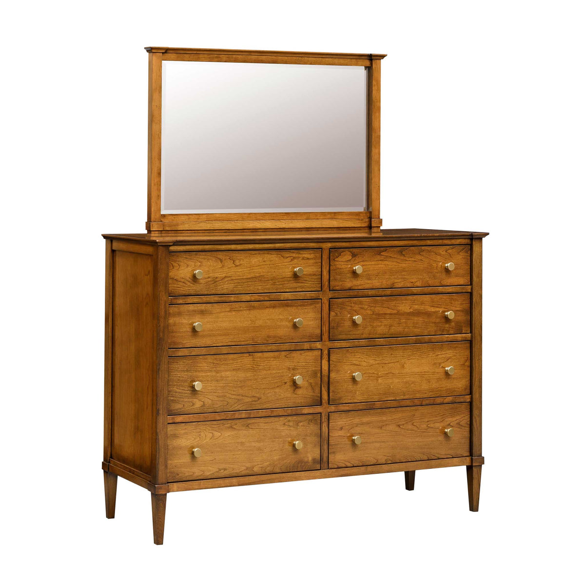 Amish Geneva Solid Wood 59" Double High Dresser with 8 Drawers