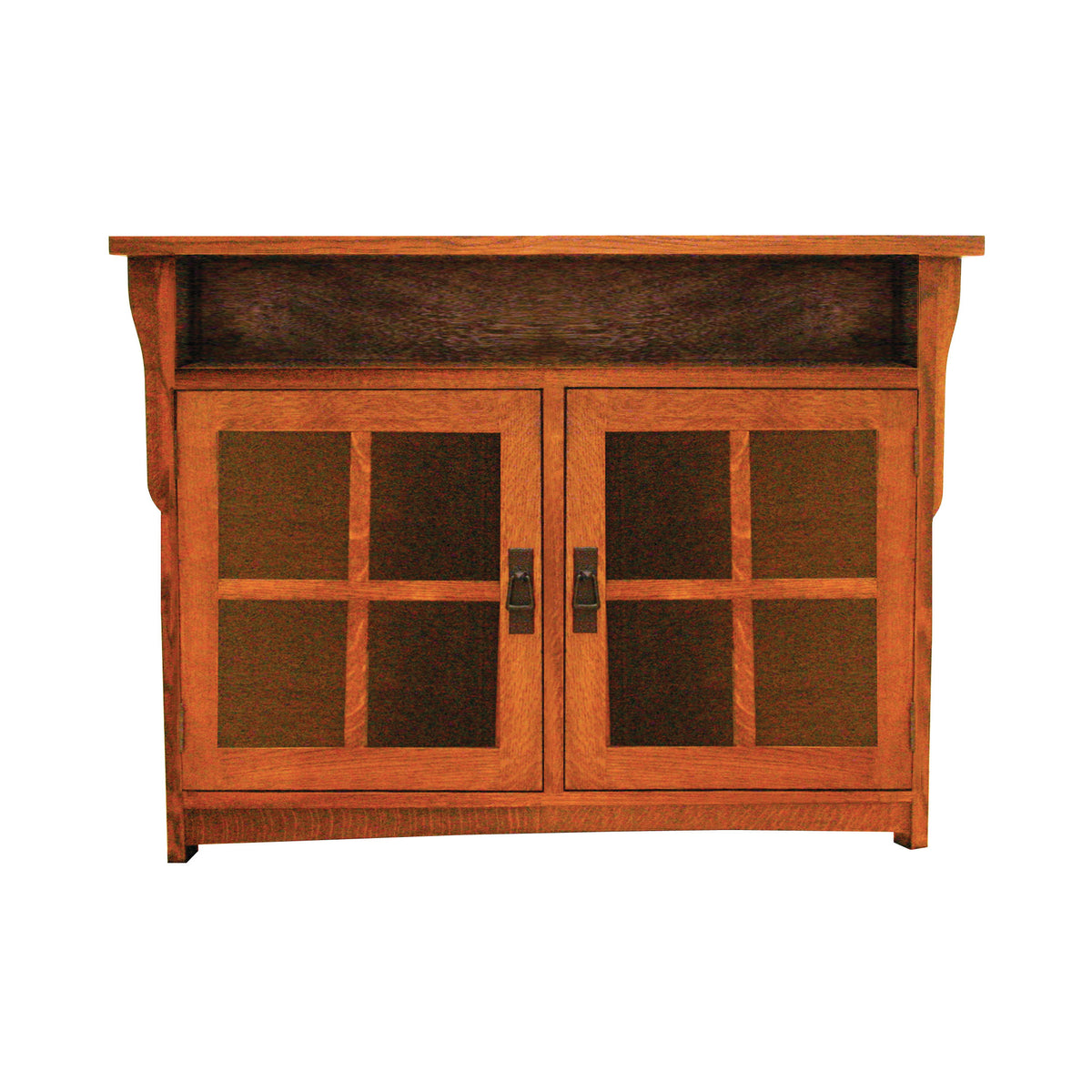 Consola Amish de madera maciza para TV Misión Española de 2 puertas