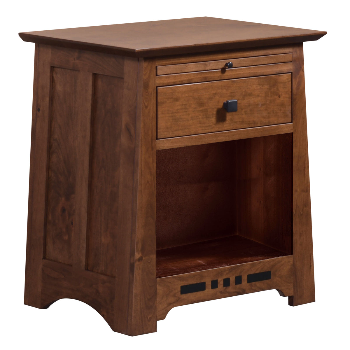 Amish Solid Wood Van Nuys Open Nightstand with Pullout