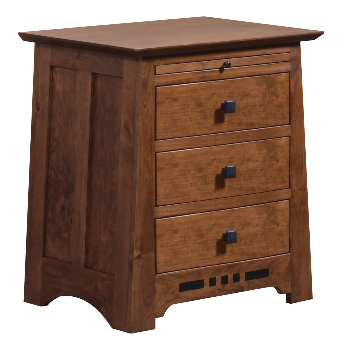 Amish Solid Wood Van Nuys 3-Drawer Nightstand with Pullout