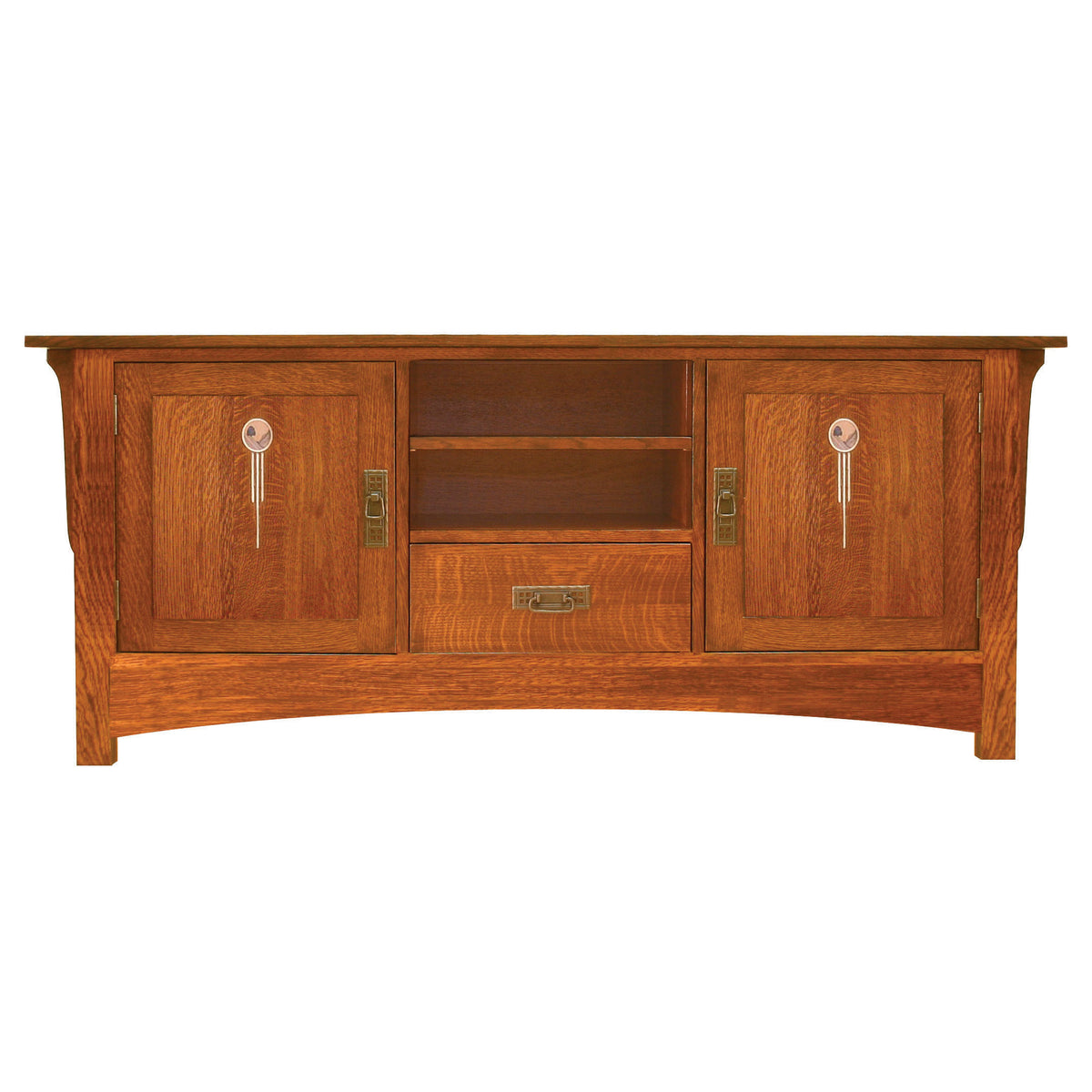 Consola de TV Amish Artesano de madera maciza con 1 cajón
