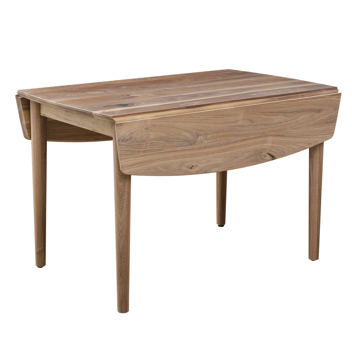 Amish 48" Rustic Walnut Portage Drop Leaf Table and 2 Portage Black Side Chairs