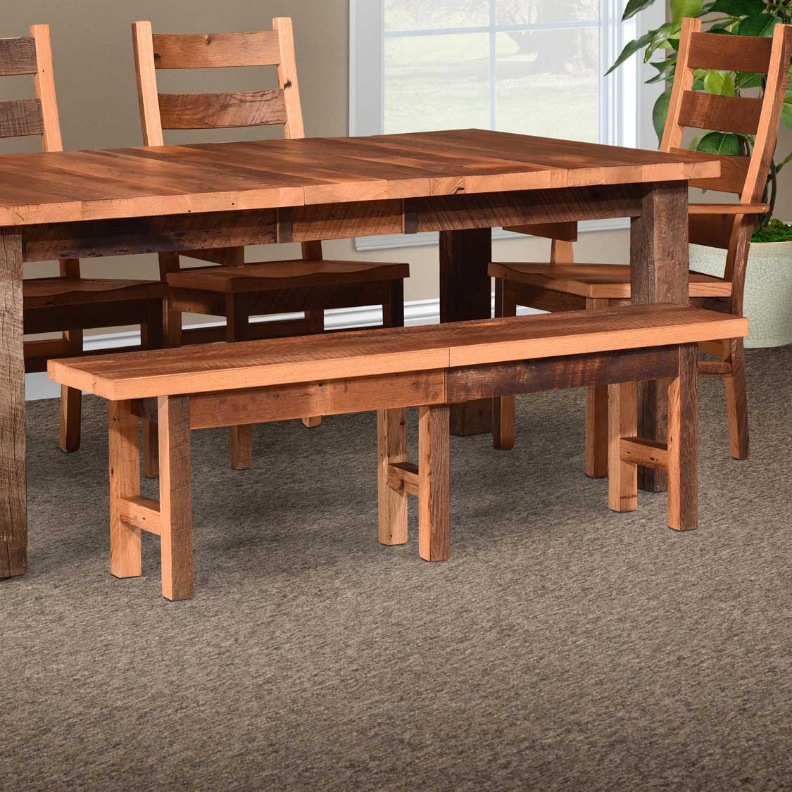 Amish Malone Rustic Barnwood Bench
