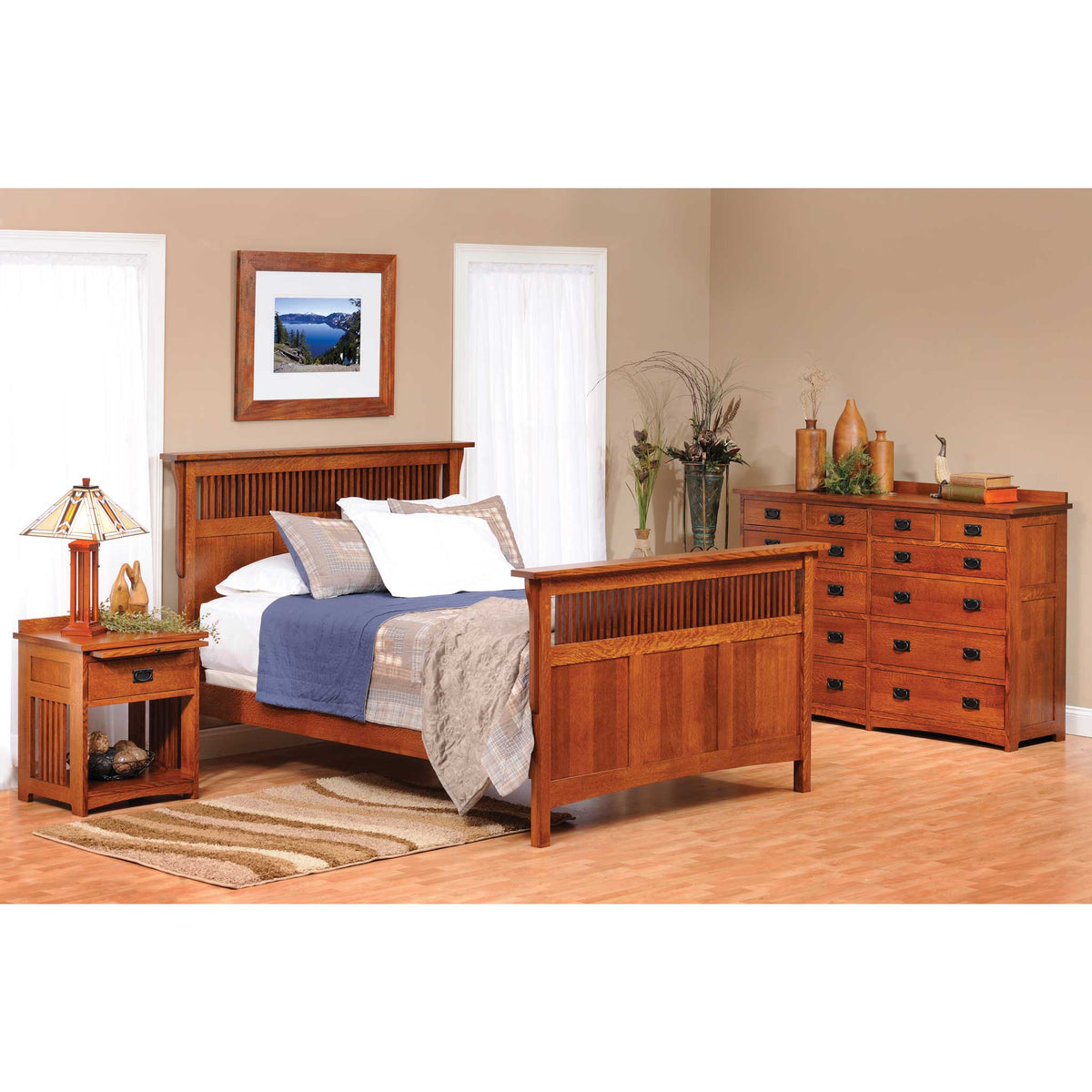 Amish Solid Wood Spanish Mission 3-Drawer Nightstand with Pullout