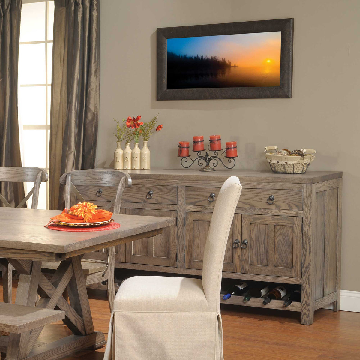 Amish Harvest Star Wine Bottle Storage Dining Sideboard