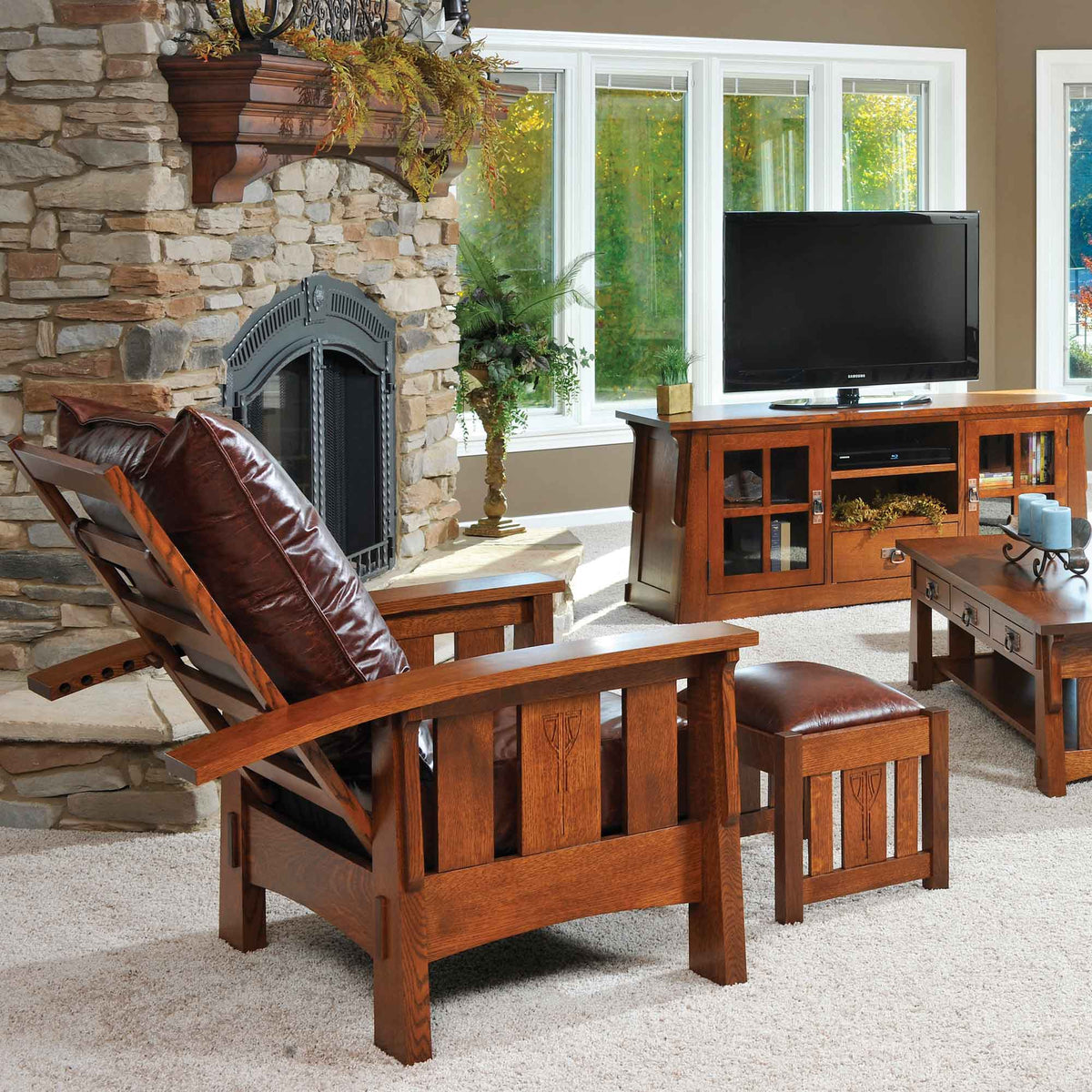 Amish Solid Wood Alamosa Reclining Morris Chair