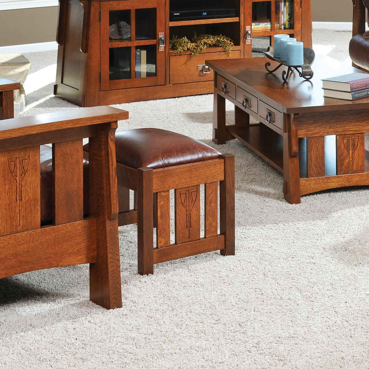 Amish Solid Wood Alamosa Ottoman