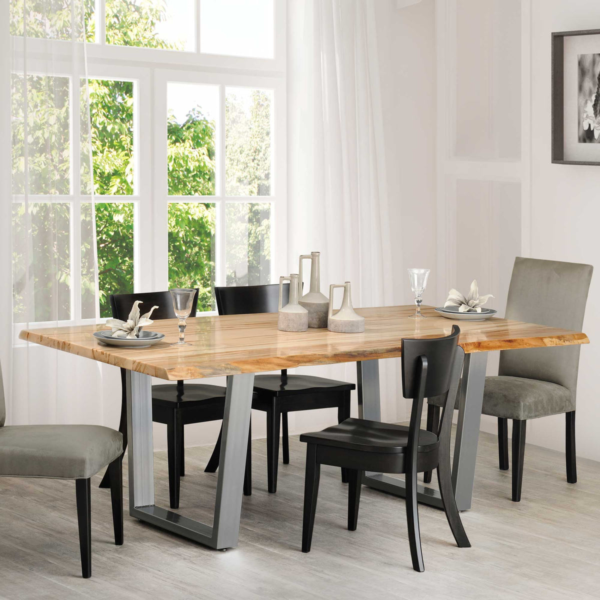 Mesa de caballete de comedor con borde vivo Amish Quebec de 42 "x 84" - Envío rápido