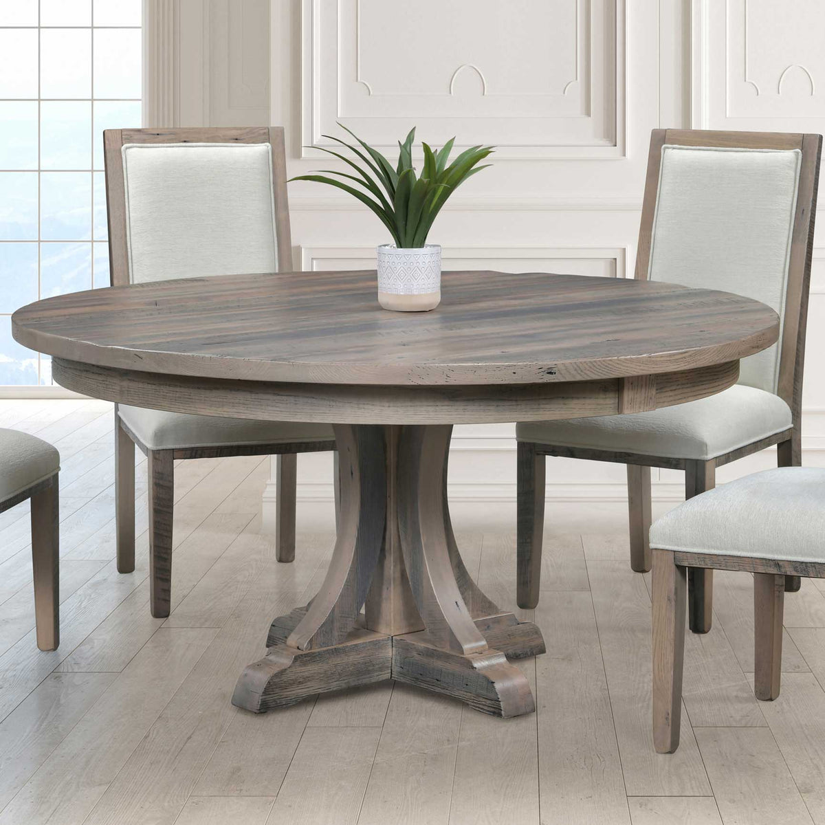Amish Tavistock Solid Round Rustic Barnwood Top Table