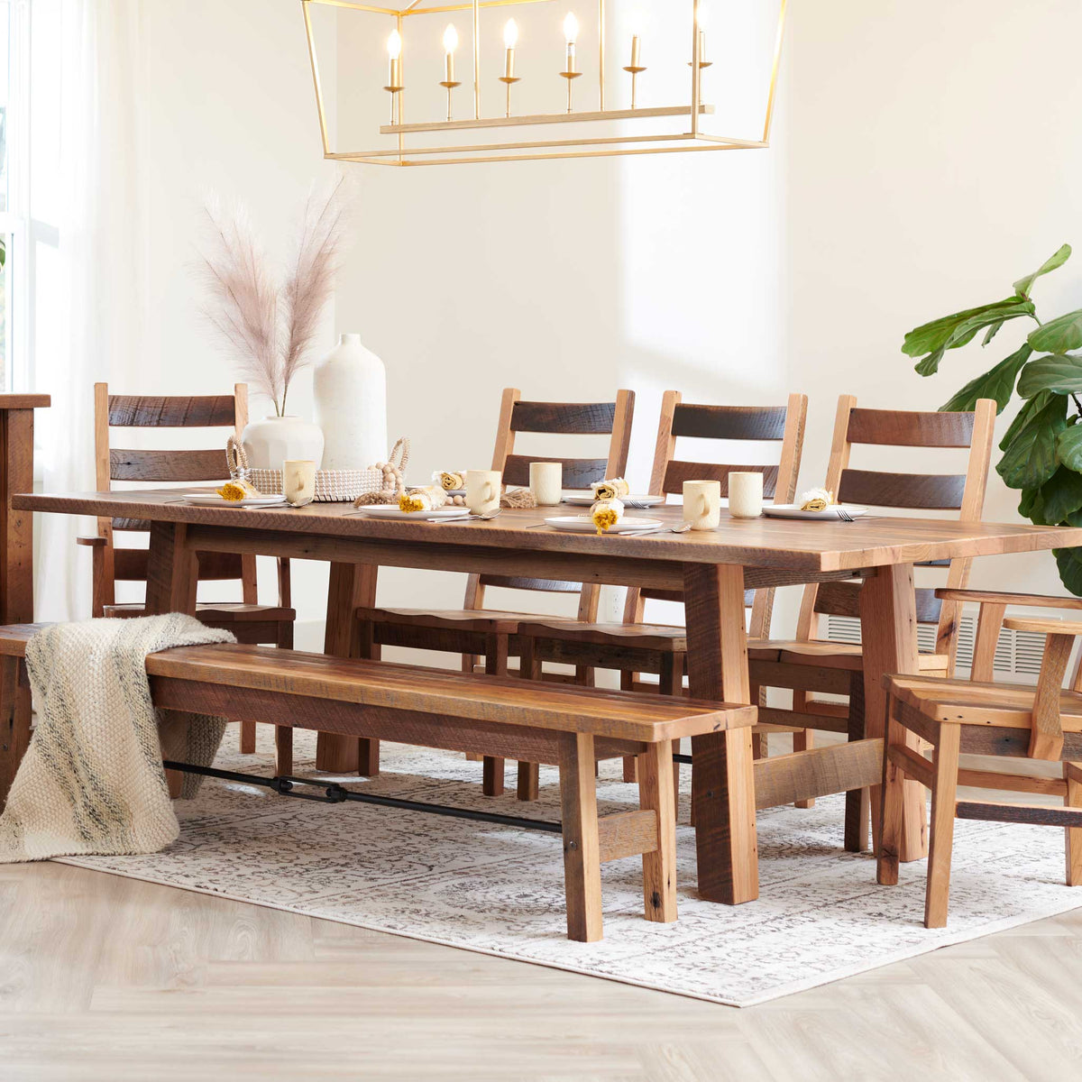 Amish Lakewood Rustic Barnwood Solid Top Table