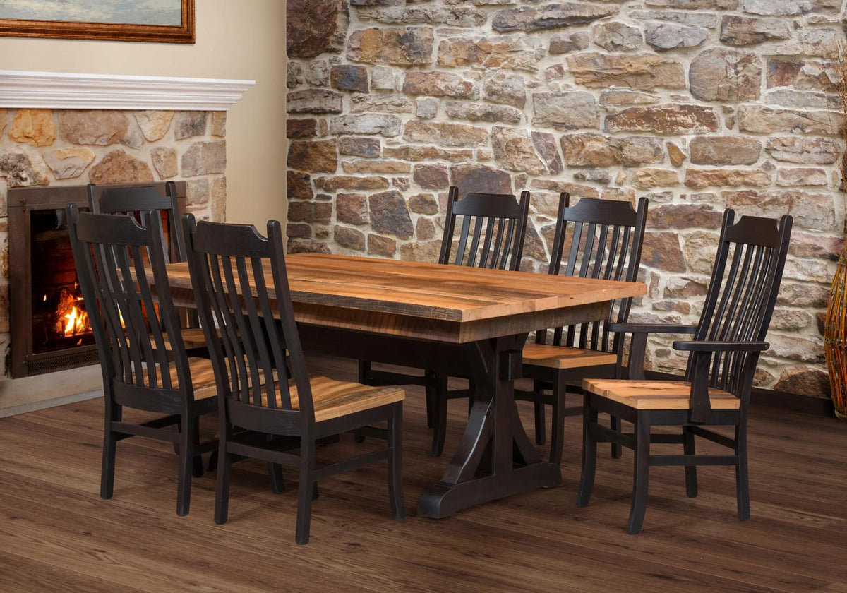 Amish Darlington Rustic Barnwood 7pc Dining Set