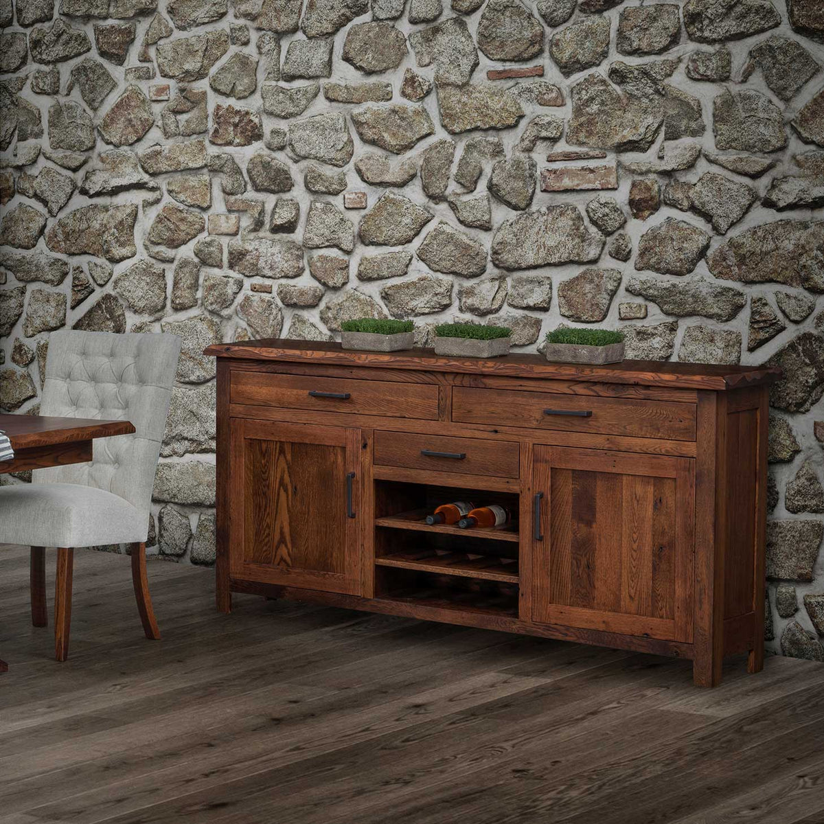 Amish Vinci Rustic Barnwood Server