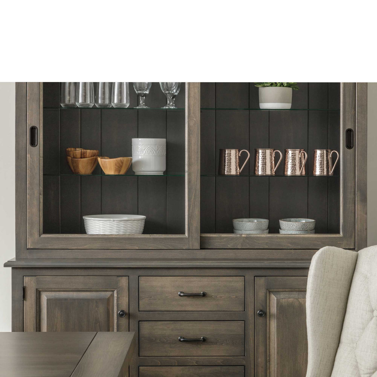 Amish Alana Sliding Door Dining Hutch