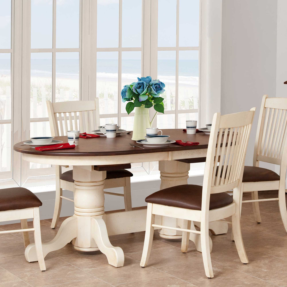 Amish Nantucket Oval Double Pedestal Dining Table