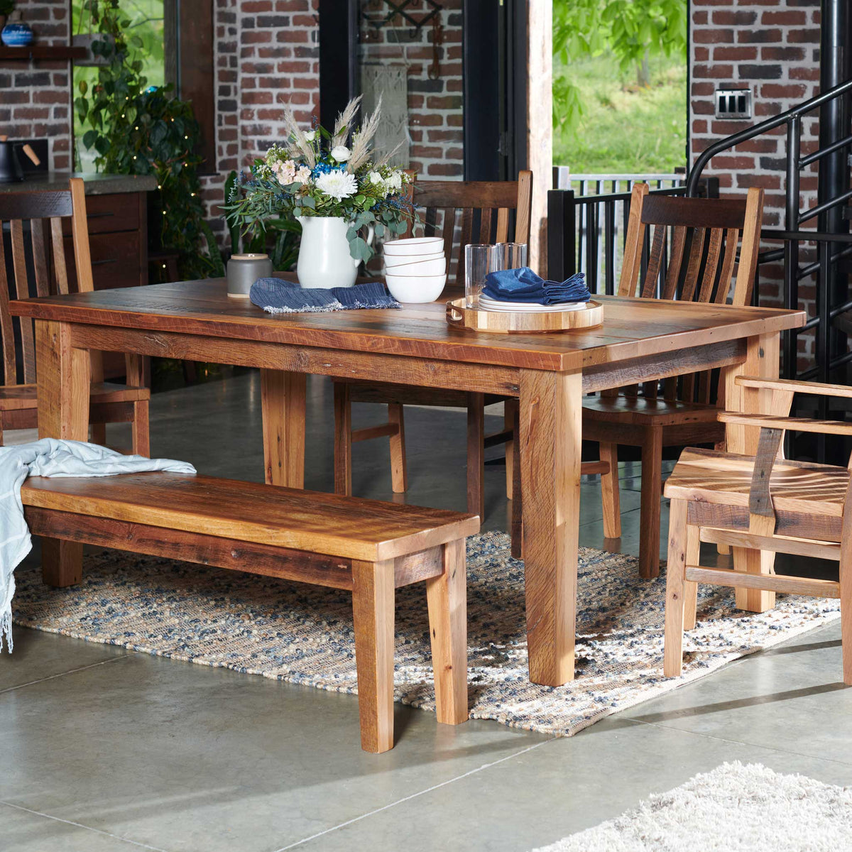 Amish Leith Rustic Barnwood Extendable Top