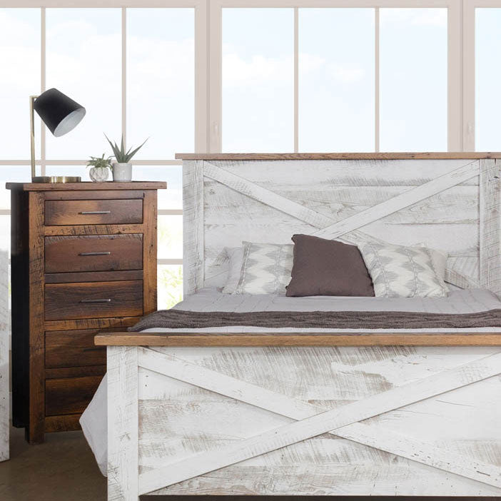 Amish Tioga Rustic 5 Drawer Narrow Chest of Drawers for Lingerie