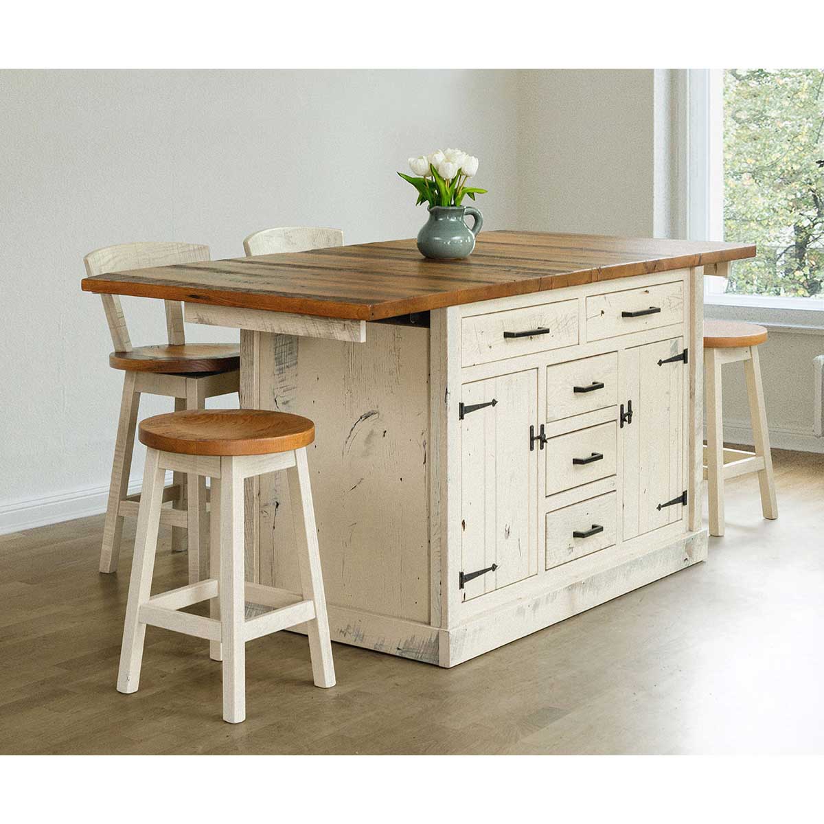 Juego de caballete de comedor de madera de granero recuperada Amish Silverton