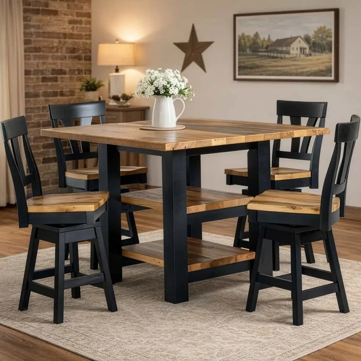 Amish Germantown Counter Rustic Barnwood Table Table
