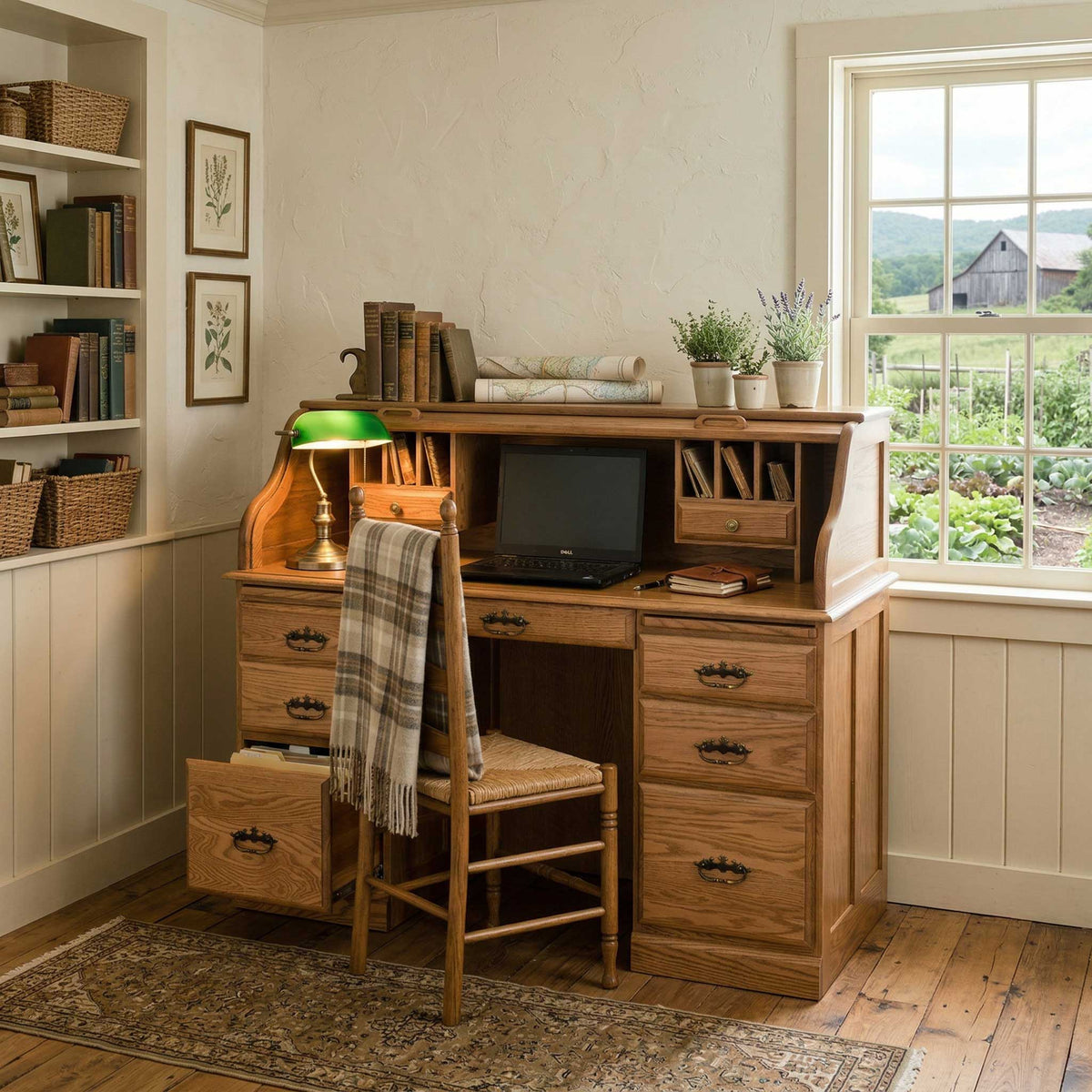 Amish Traditional 70" Wood Roll Top Desk