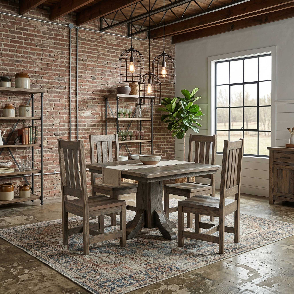 Amish Preston Reclaimed Barnwood Pedestal Dining Table