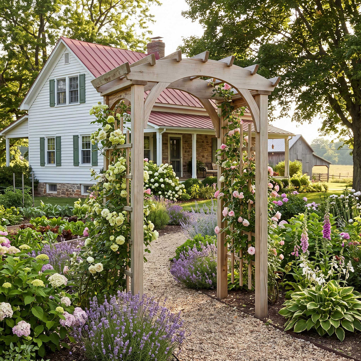 Amish Garden Small Roman Arch Wood Garden Arbor