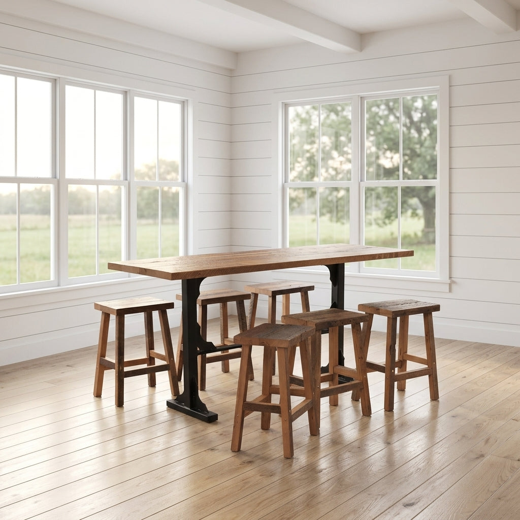 Amish Black Rock Reclaimed Wood 7pc Pub Set