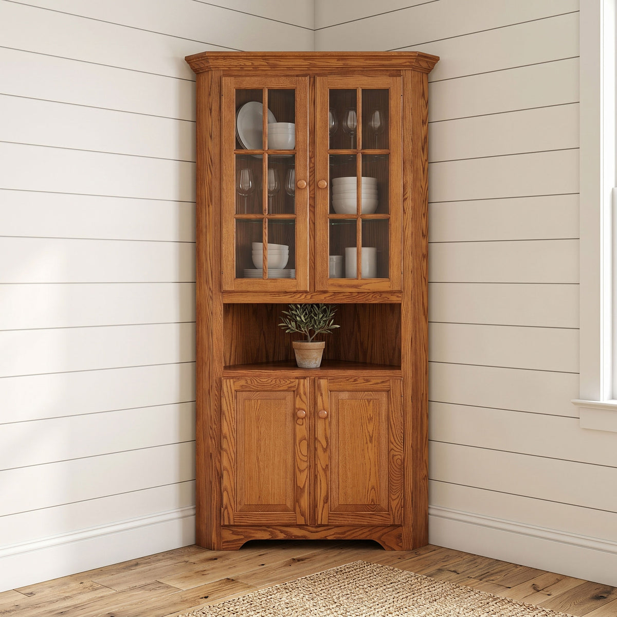 Amish Shaker 32" China Corner Hutch