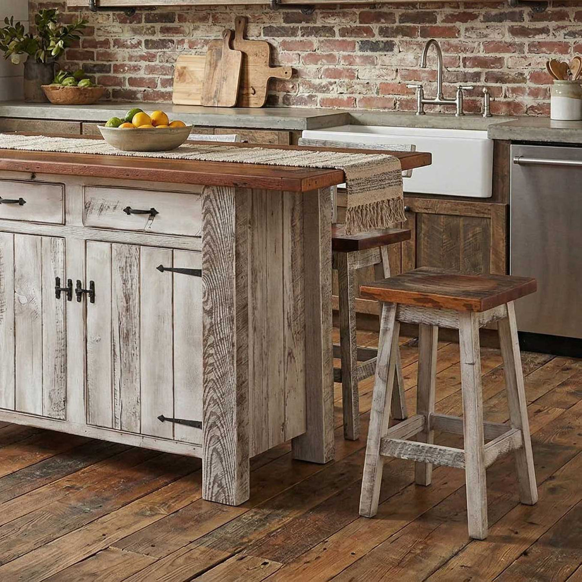 Amish Greenville Reclaimed Barnwood Square Bar Stool